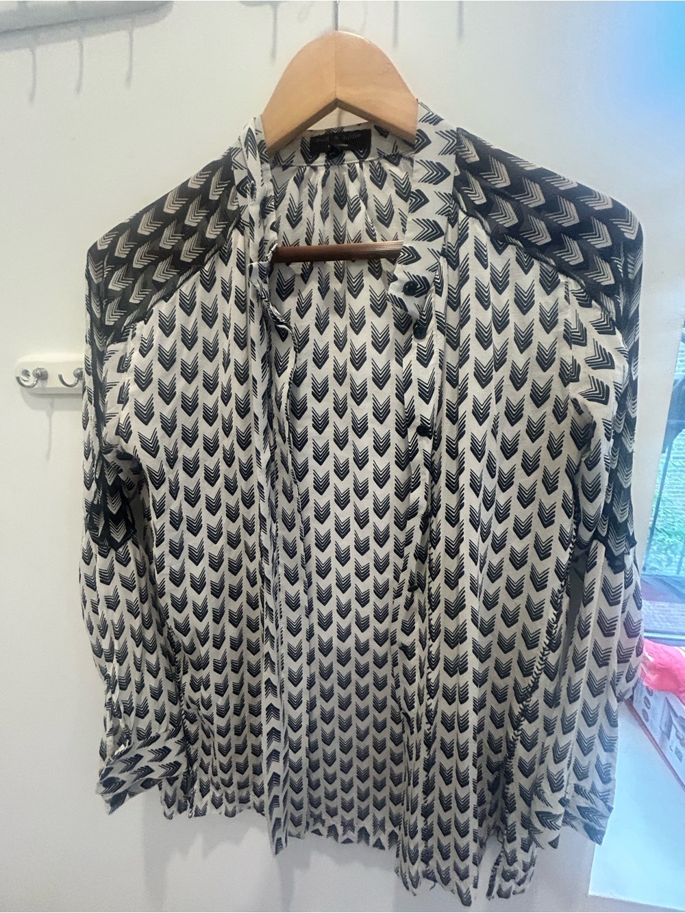 rag & bone Black and White Patterned Blouse
